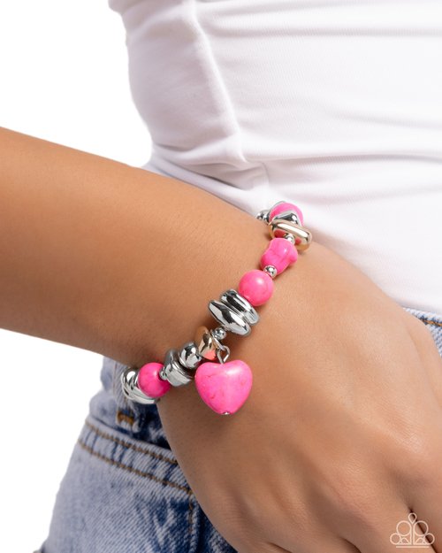 Adorably Asymmetrical - Pink Bracelet