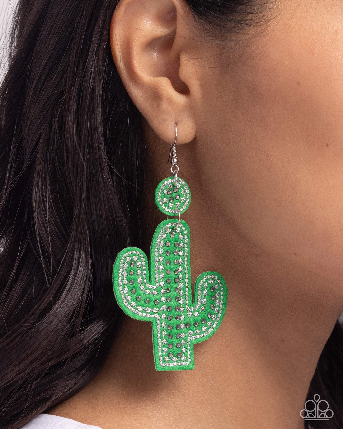 Cactus Cameo - Green Earring