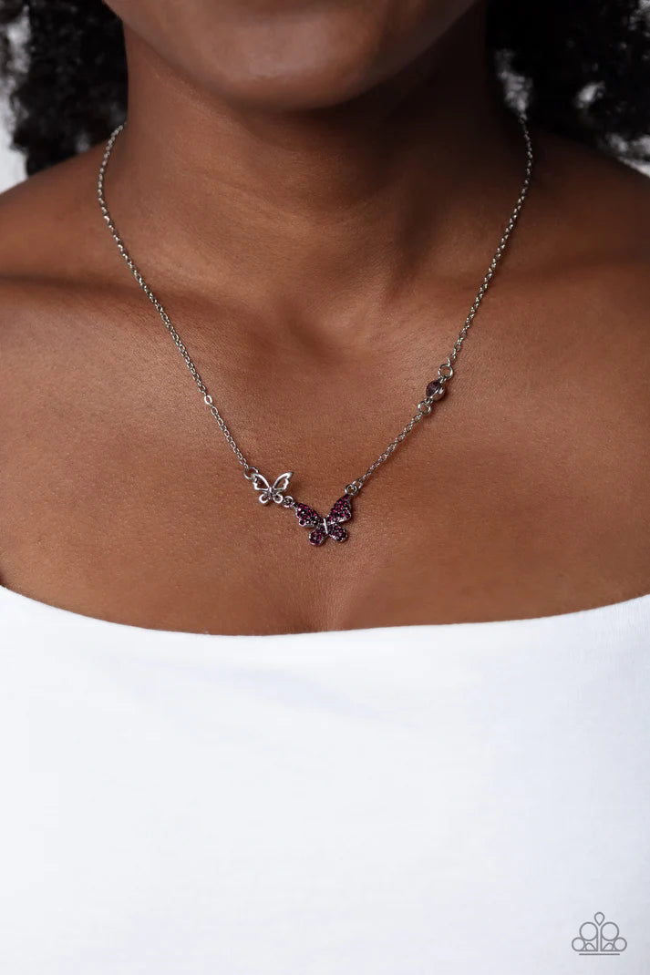 Cant BUTTERFLY Me Love - Purple Necklace