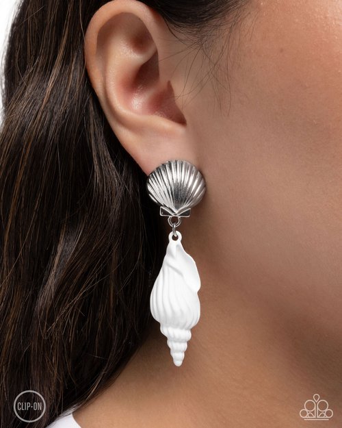 Coastal Collage - White Earring