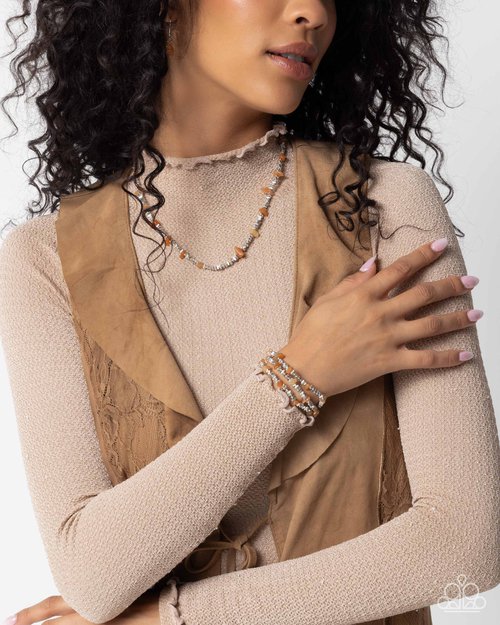 Earthy Expertise - Orange - Necklace and Naturally Talented - Orange Bracelet