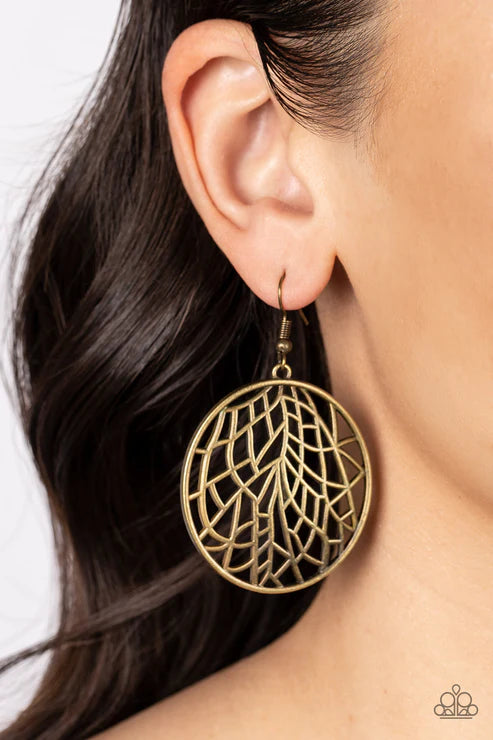 Fractured Foliage - Brass Earring