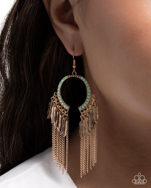 Free-Spirited Fringe - Green Earring