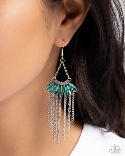 Fringe Feature - Green Earring