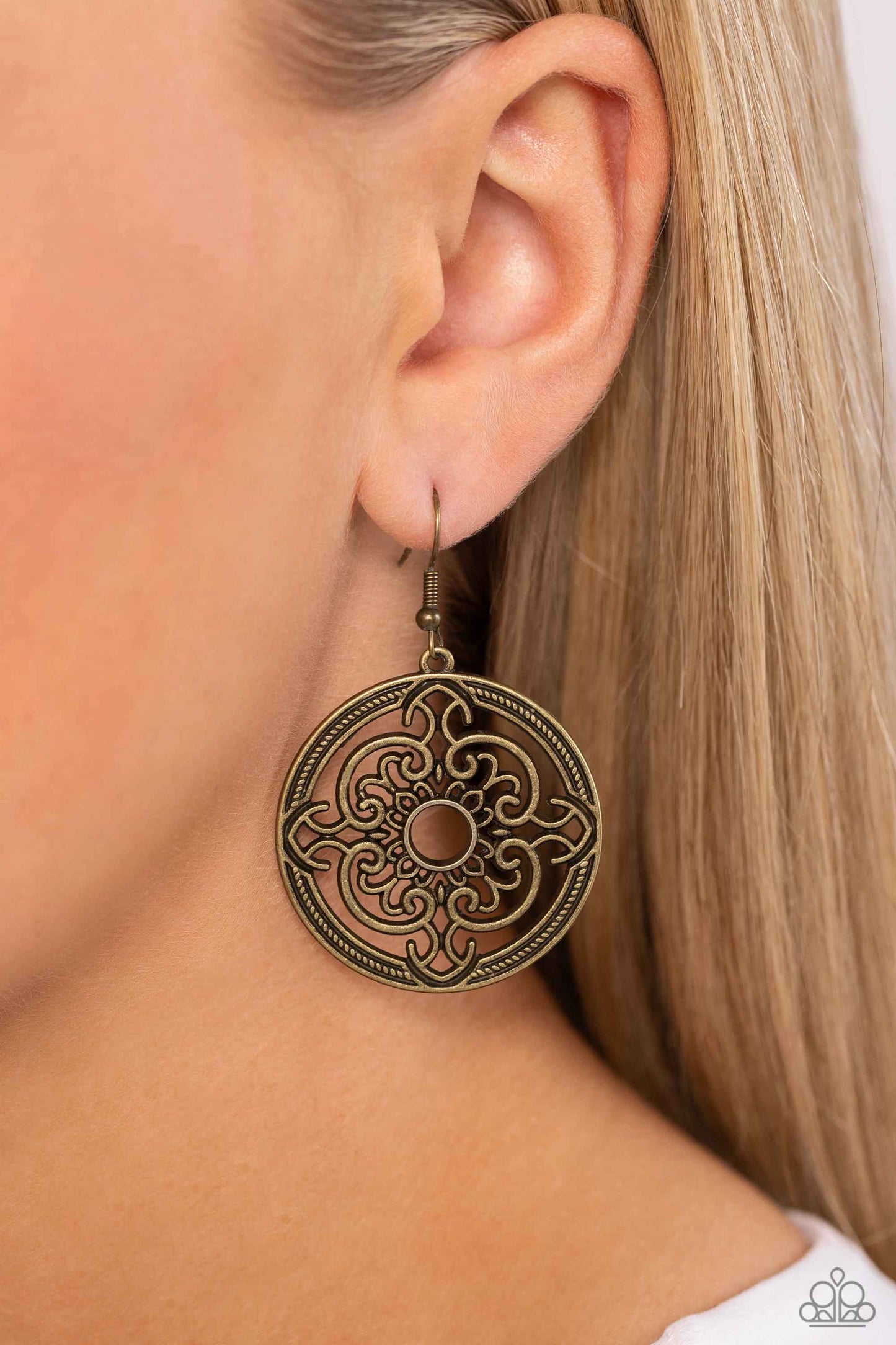 Mandala Meditation - Brass Earring