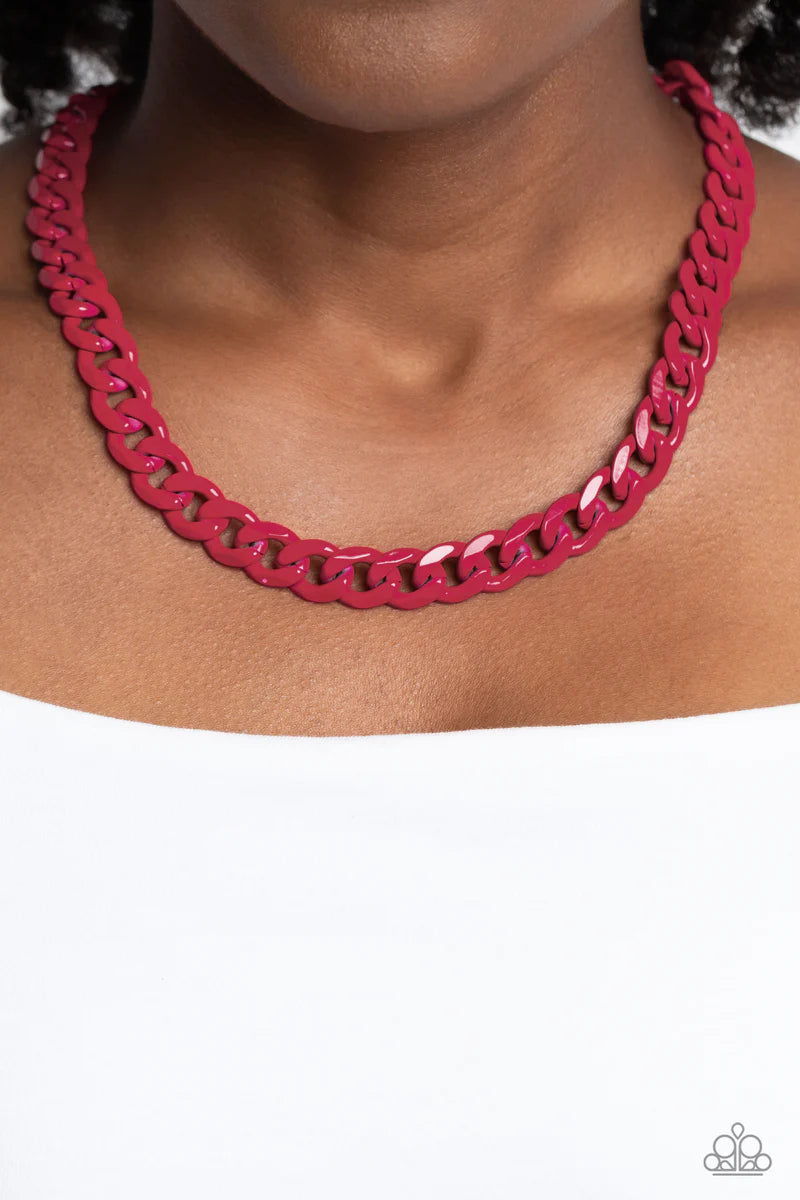Painted Powerhouse - Pink Necklace