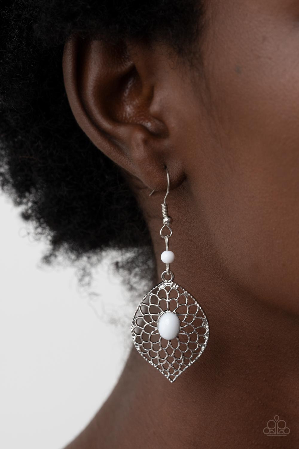 Perky Perennial - White Earring