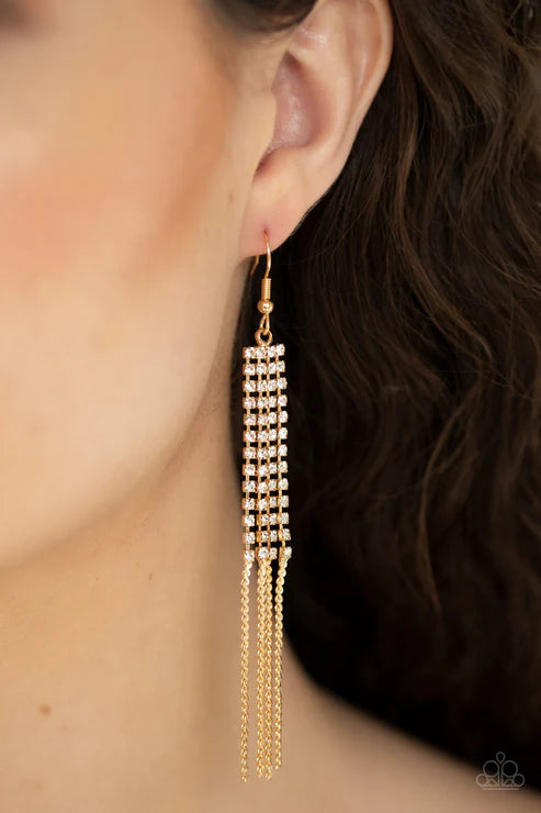 Rhinestone Romance - Gold Earring