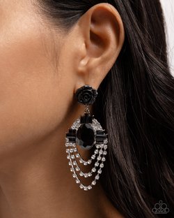Rosy Rave - Black Earring