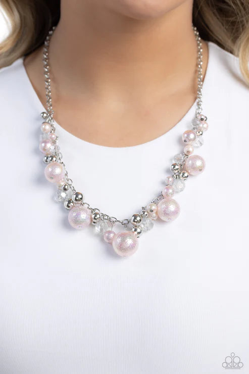 Scratched Shimmer - Pink Necklace