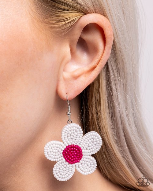 Seed Bead Vibrancy - White Earring