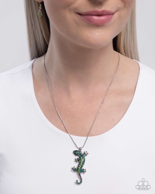 Shimmery Salamander - Green Necklace