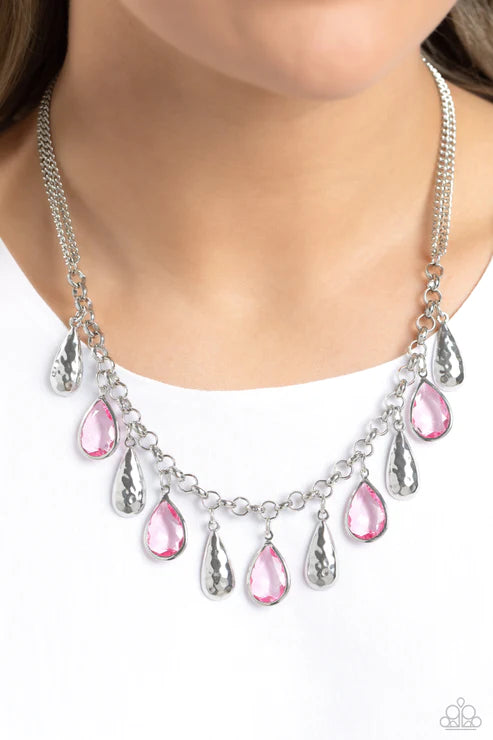 Teardrop Timbre - Pink Necklace