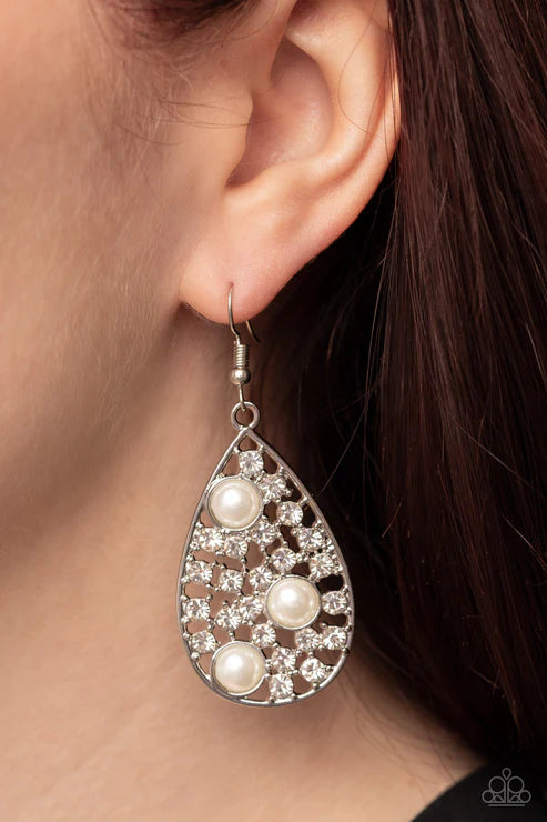 Bauble Burst - White Earring