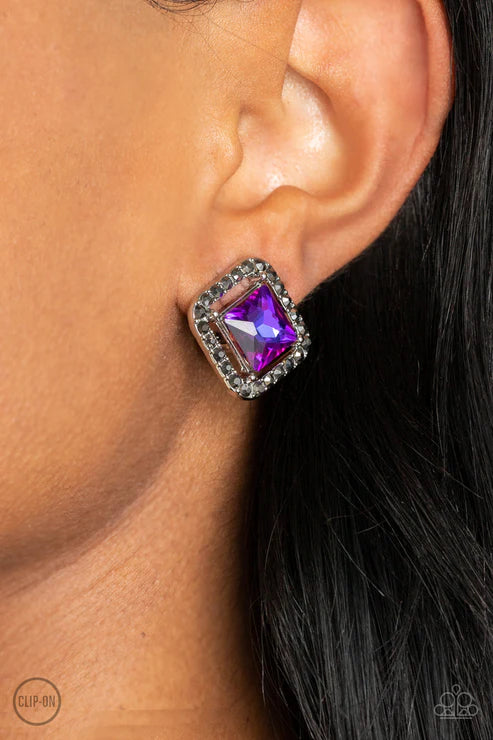 Cosmic Catwalk - Purple Clip On Earring