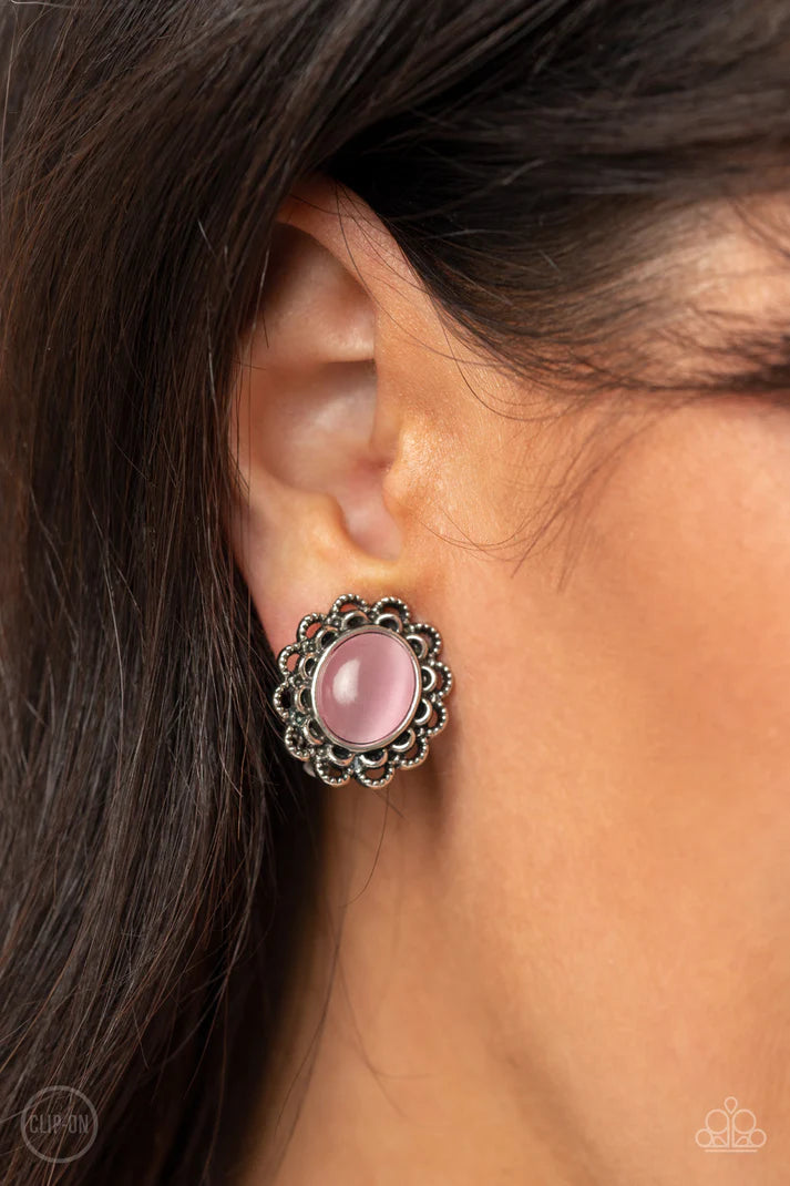 Garden Gazebo - Pink Clip On Earring