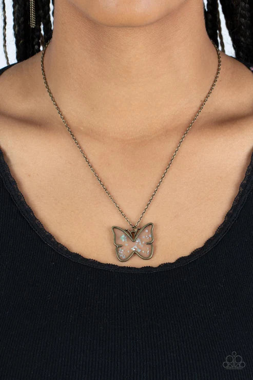 Gives Me Butterflies Brass Necklace