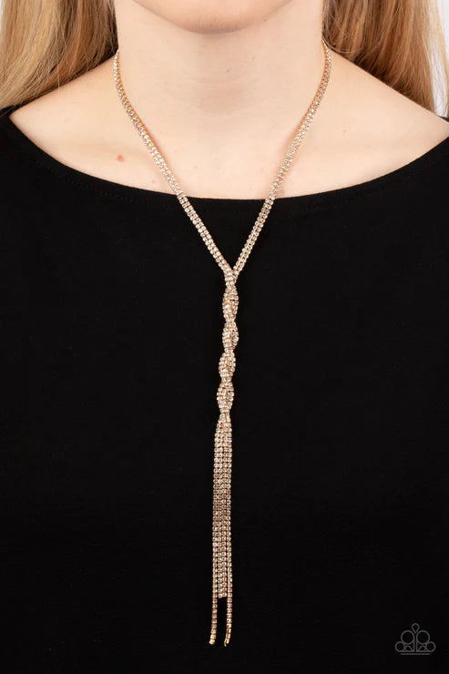Impressively Icy - Gold Necklace