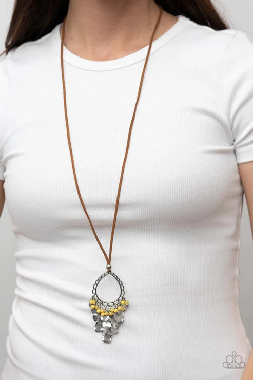 Paradise Pageantry Yellow Necklace