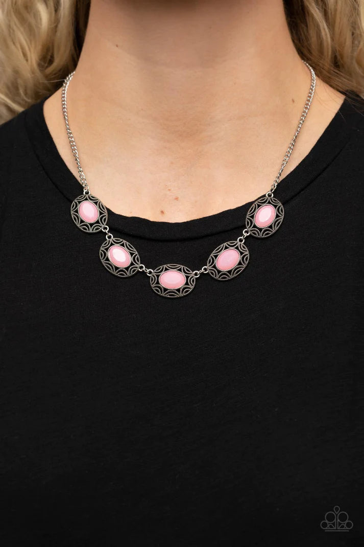 Sunshiny Shimmer - Pink Necklace