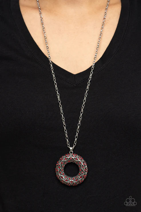 Wintry Wreath Red Necklace