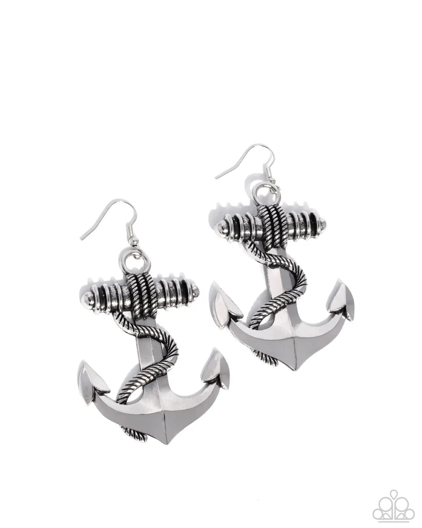 Adorable Anchor - Silver Earring