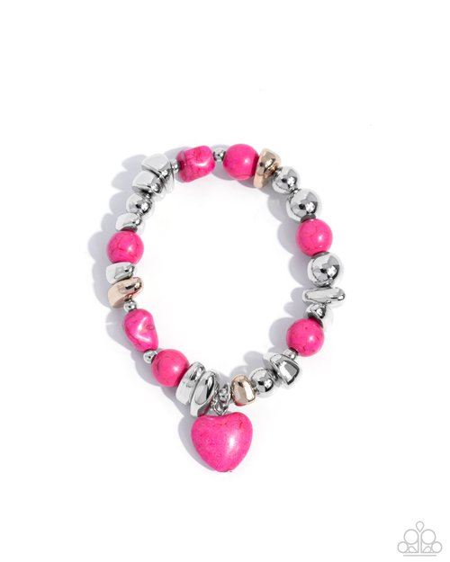 Adorably Asymmetrical - Pink Bracelet