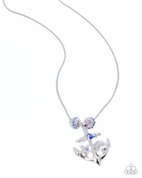 Anchored Accent - Blue Necklace