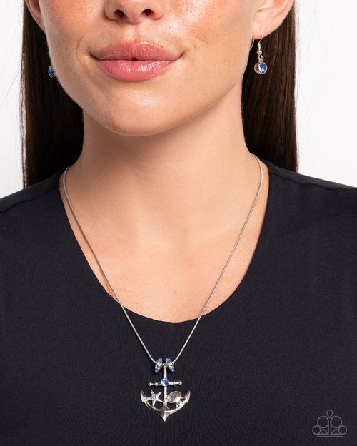 Anchored Accent - Blue Necklace