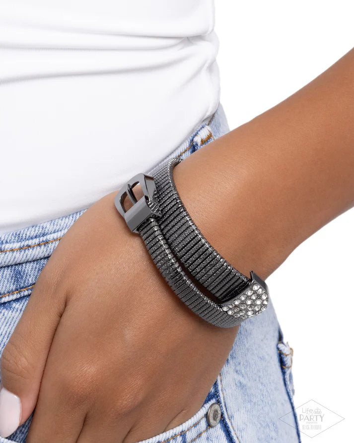 Belted Brilliance - Black Bracelet