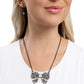 Bewitching Bow - Black Necklace