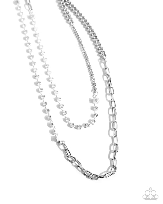 Boxy Brilliance - White Necklace