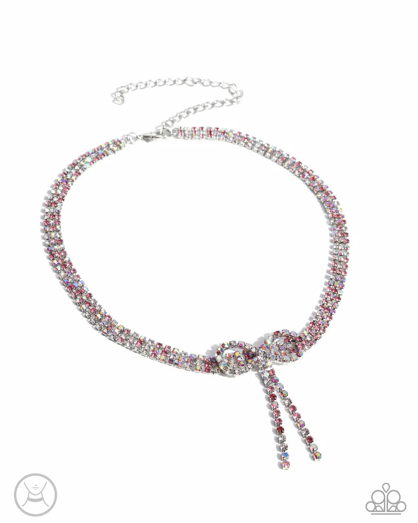 Buckingham Bow - Pink Necklace