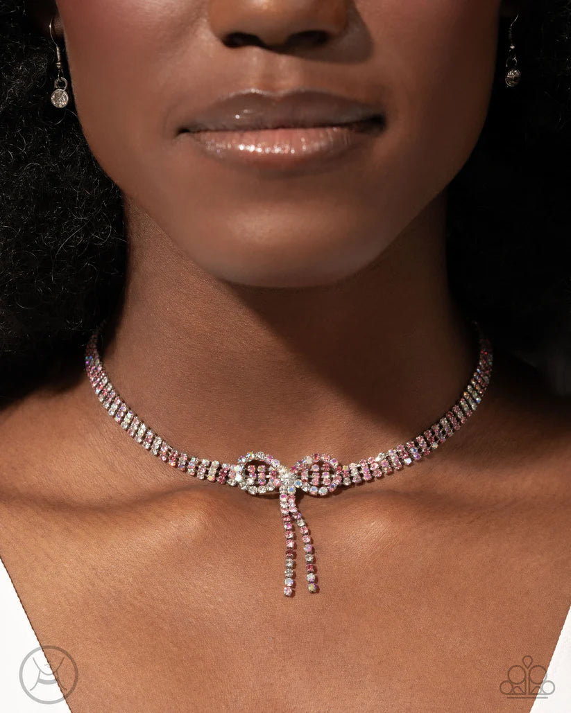 Buckingham Bow - Pink Necklace