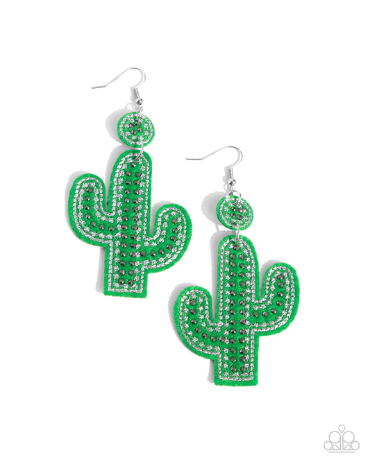 Cactus Cameo - Green Earring