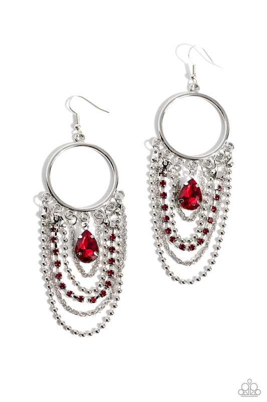 Cascading Clash - Red Earring