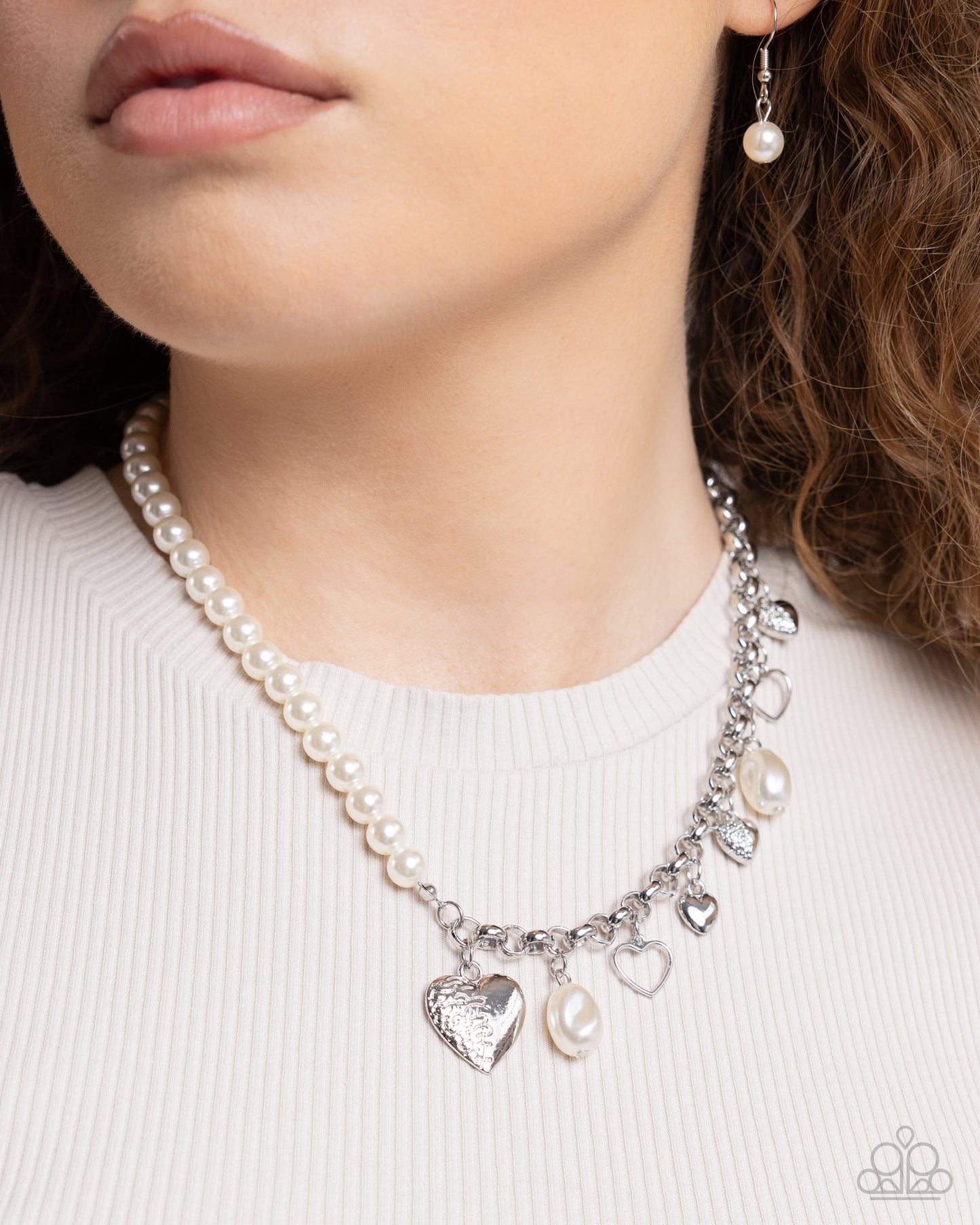 Charming Competitor - White Necklace