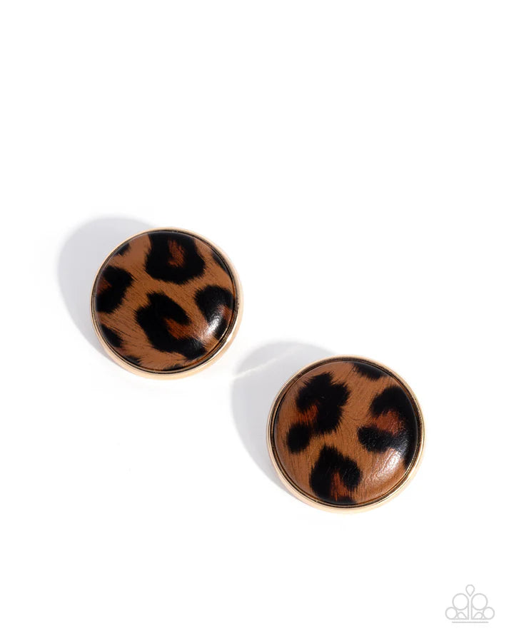 Cheetah Centerpiece - Gold Earring