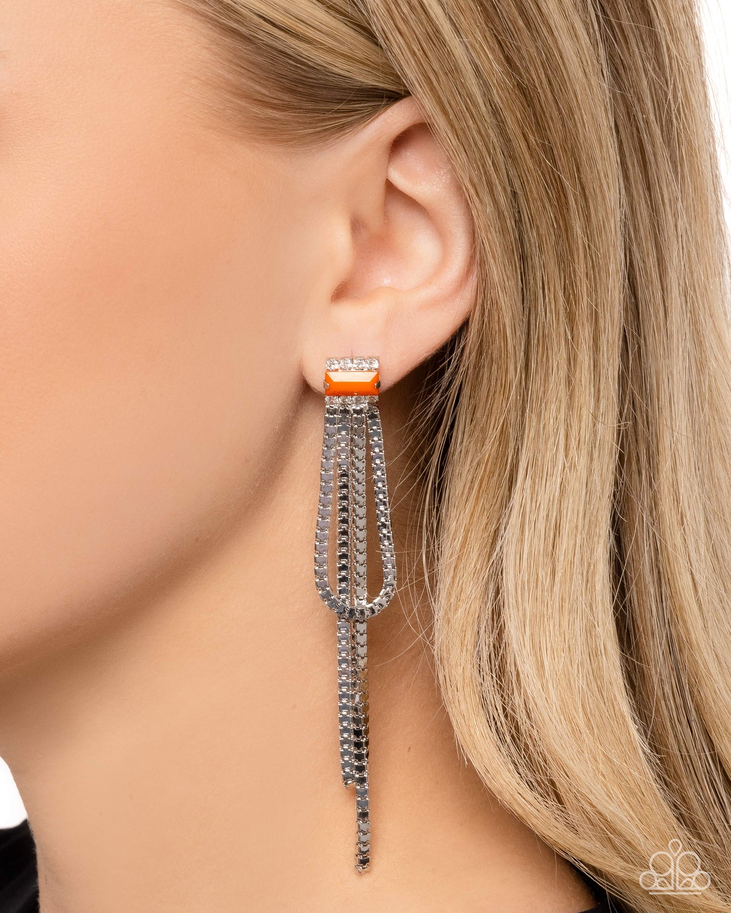 Classy Curves - Orange Earring