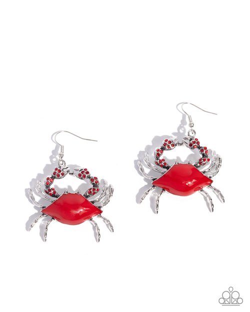 Colorful Crab - Red Earring