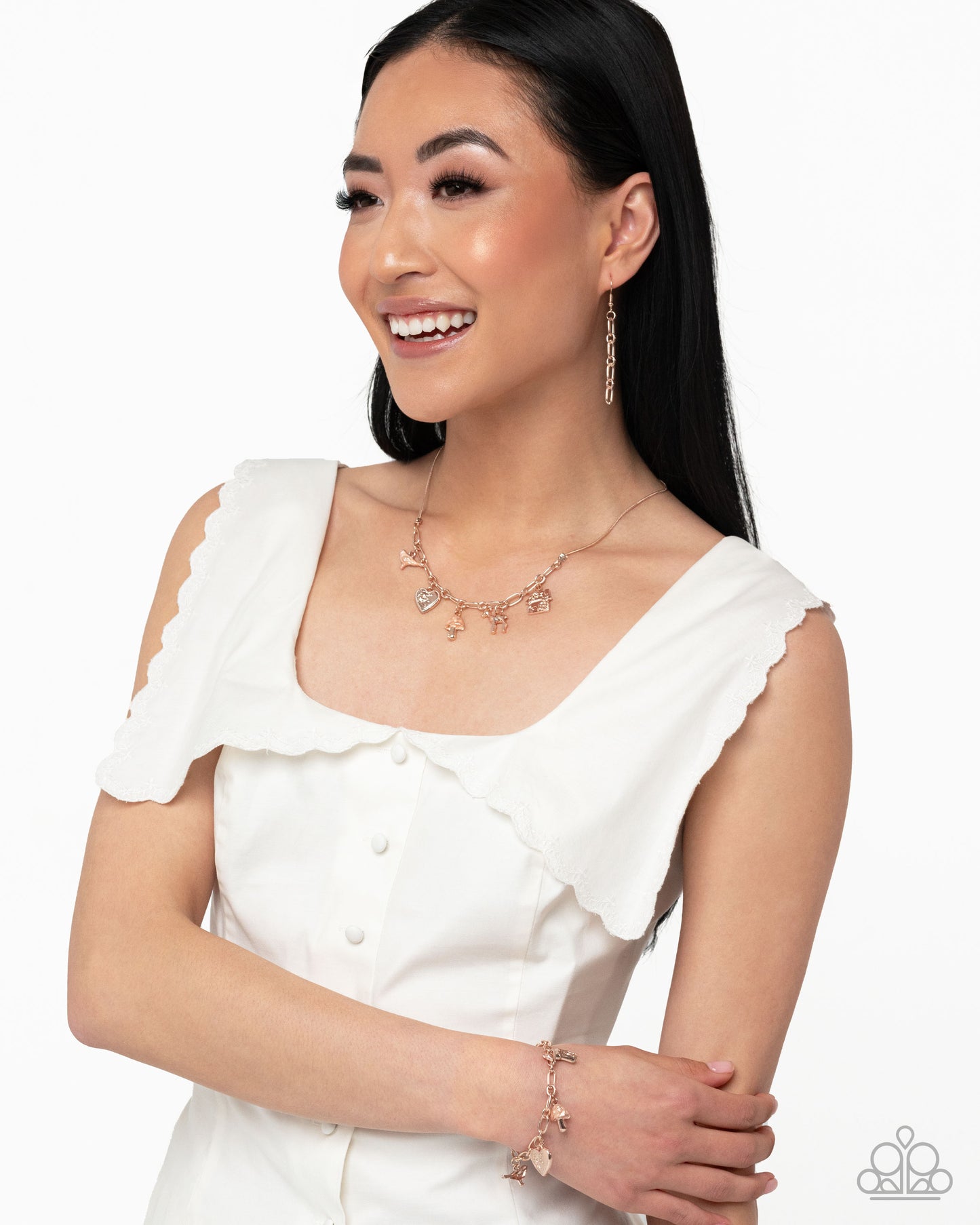 Fairytale Fanfare - Rose Gold Necklace and Fairytale Flourish - Rose Gold Bracelet - Complete Look