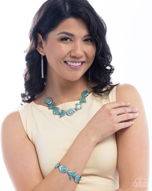 Coastal Shelf - Blue Necklace and Coastal Cay - Blue Bracelet - Complet Look