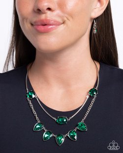 Confident Cascade - Green Necklace
