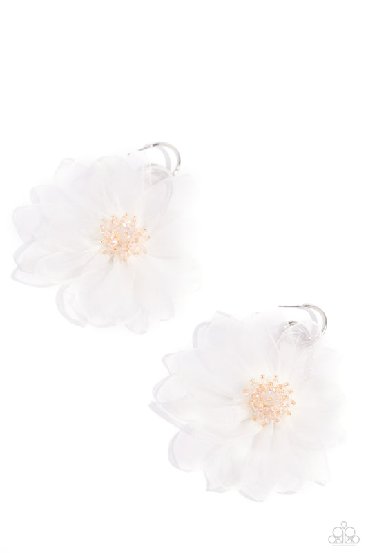 Cosmopolitan Chiffon - White Earring