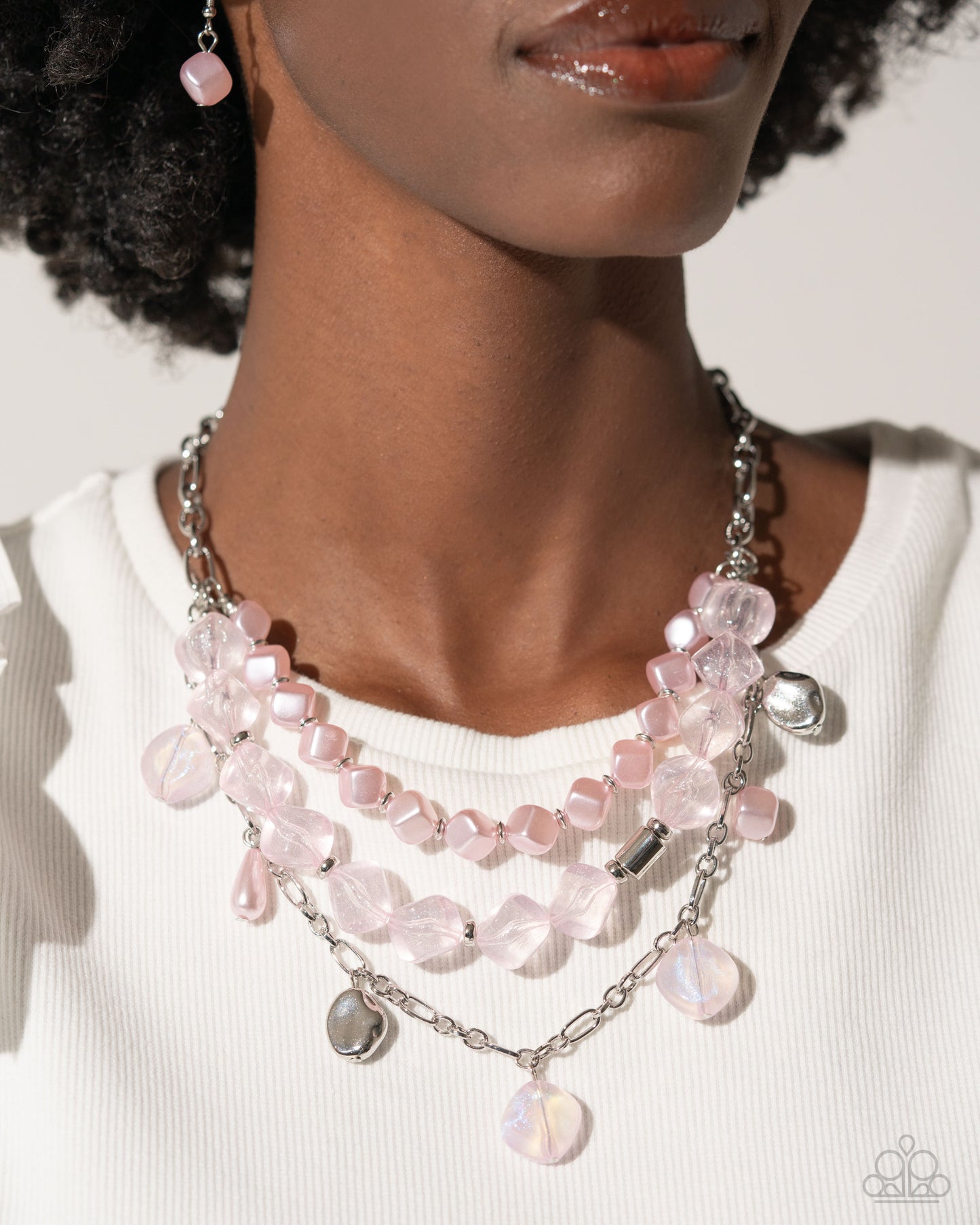 Cubed Cameo - Pink Necklace