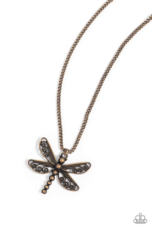 Dragonfly Dance - Brass Necklace
