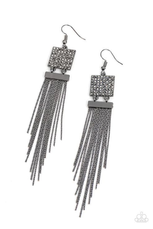 Dramatically Deco - Black Earring