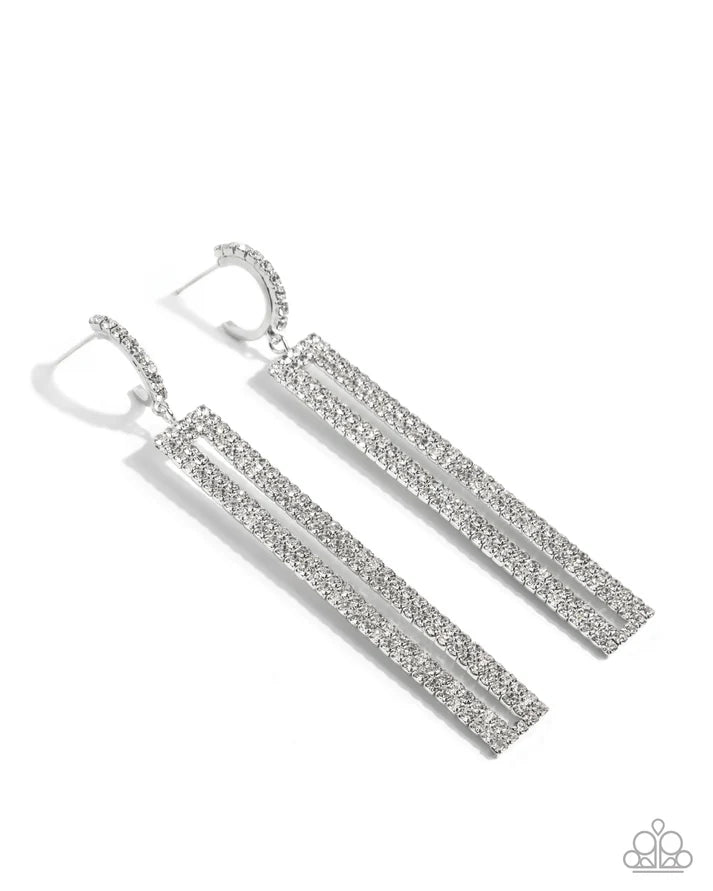 Elongated Ease - White Earring