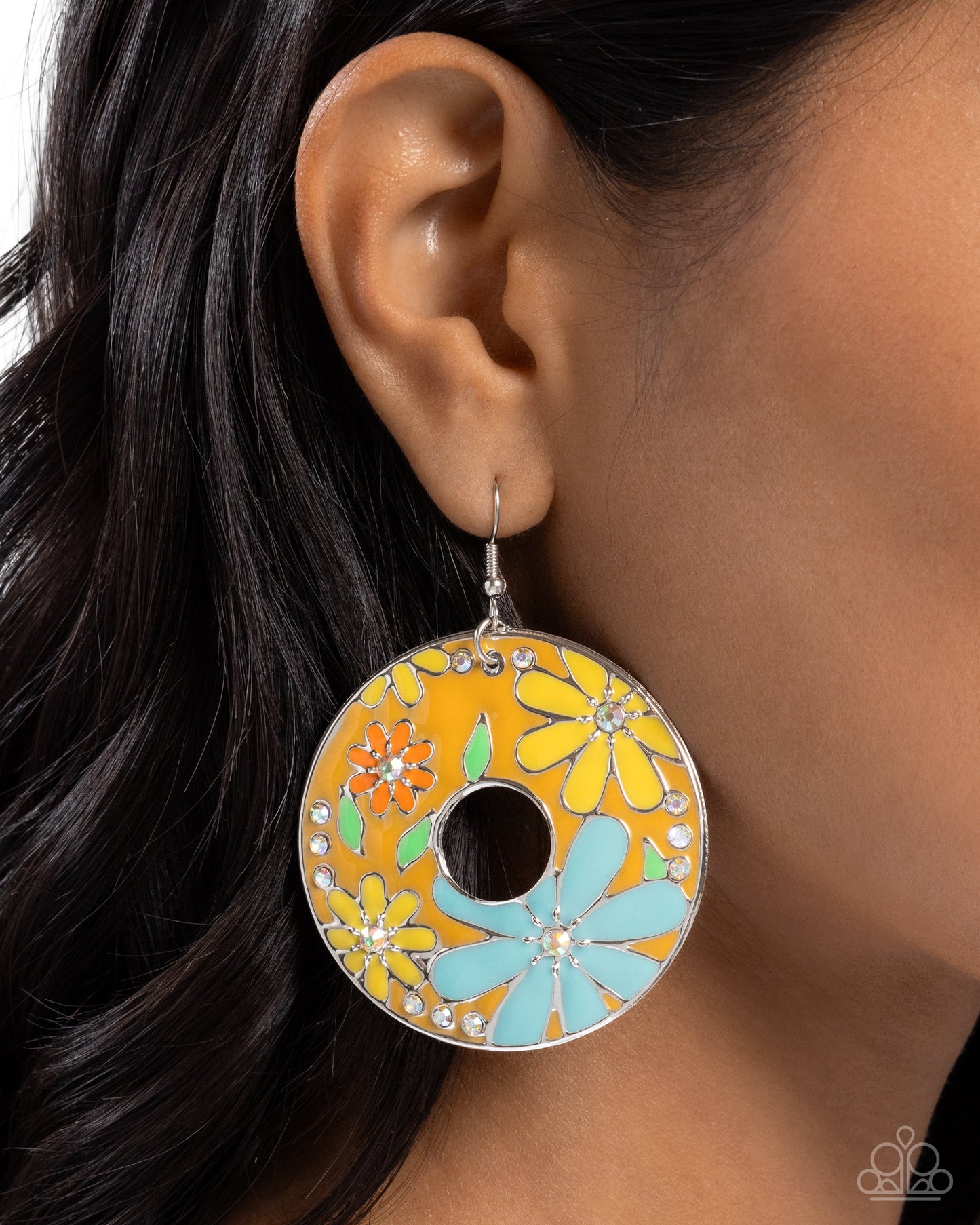 Embroidered Elegance - Yellow Earring