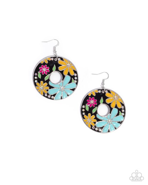 Embroidered Elegance - Black Earring